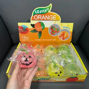 Giocattolo Squishy Zucca di Halloween TPR Ripieno di Maltosio Antistress Jack O Lantern per Festa