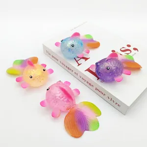 Creative Maltose Goldfish Squishy Slow Rebound Stress Relief Toy Colorful Glitter TPR Goldfish Vent Toy For Adults Kids