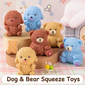 Simulatie Teddybeer Puppy Squishy Stressverlichting Knijpspeelgoed Met Meel Gevuld Zacht TPR Speelgoed Voor Volwassenen