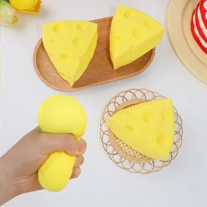 Simulation Käsescheibe Quetschspielzeug Stressabbau Gelb Lebensmittelmodell Sensorisches Squeeze Toy Für Büro Schreibtisch Ornament