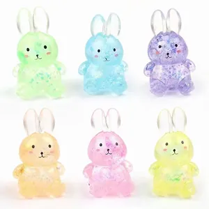 Six lapins squishy translucides et colorés avec sirop scintillant pour déstresser