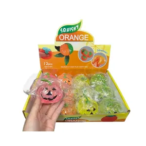 Set di giocattoli antistress a forma di zucca di Halloween in vari colori, box da 12