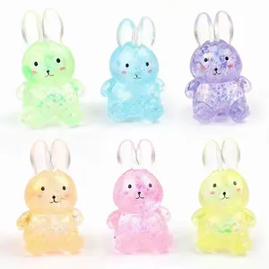 Lot de 6 lapins squishy colorés à paillettes, jouets de décompression à rebond lent