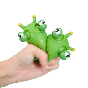 Schattige groene rups knijpspeeltje met pop-out ogen voor effectieve stressverlichting