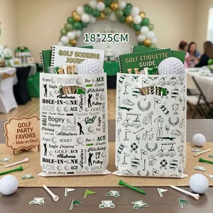 Golf Theme Plastic Gift Bags Green Black Terminology Player Sketch Men Birthday Retirement Party Favors Handle Bags