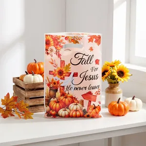 Autumn harvest pumpkin and sunflower plastic gift bag with religious Fall for Jesus quote