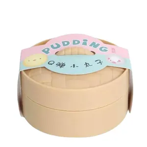 Grande squishy a forma di panino al vapore antistress con mini cestino vaporiera e confezione