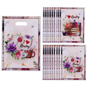 Set van bloemen 'I Love Reading' plastic cadeauzakjes met handvatten voor feesten