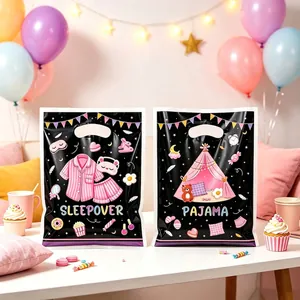Sacs Cadeaux en Plastique de Fête de Pyjama de Dessin Animé pour Filles Anniversaire Tente Pyjama Motif Sacs à Main Imprimés