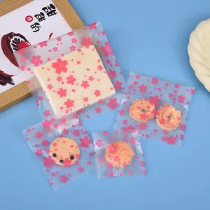 Sachets Auto-Adhésifs Roses Translucides Fleurs de Cerisier pour Biscuits Bonbons Mooncake Emballage Cadeau Sachets Plastique Alimentaire