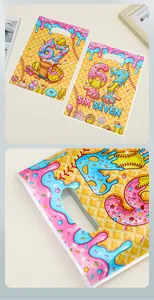 High-quality close-up detail of cartoon ice cream and baseball print on party gift bag