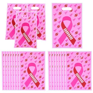 Pink Ribbon American Football Printed Gift Bags Pearlescent Film Handheld Packaging Bags For Party Cookies Candy Favors