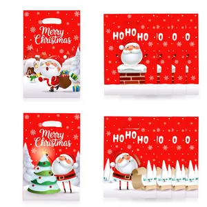 Cuatro diseños de Papá Noel en dibujos animados en bolsas de dulces navideñas festivas