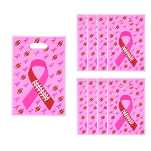 Pink ribbon and football printed gift bags for party candy and biscuits