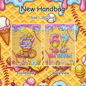 Cartoon Ice Cream Baseball Printed Plastic Gift Bags With Handle Birthday Party Candy Snack Packaging Tote Bags