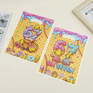 Colorful cartoon ice cream baseball print plastic gift bags for birthday parties.