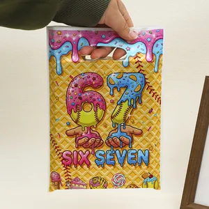 Cartoon ice cream baseball print plastic gift bag for birthday party candy snacks