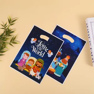 Christmas Nativity gift bags with Joy to the World print and Three Kings design