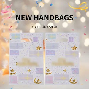 Eid Mubarak Stern Mond Druck Kunststoff Geschenktüten Mit Griff Festliche Party Mitbringsel Taschen Für Süßigkeiten Snacks Kleine Geschenke