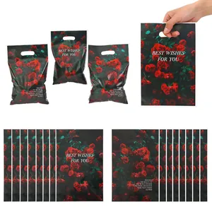 Elegant rose pattern Valentine's Day gift bag with handle for sweets and party favors