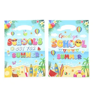 Bolsas de regalo temáticas de playa de verano con School's Out y Hello Summer, 18x25cm