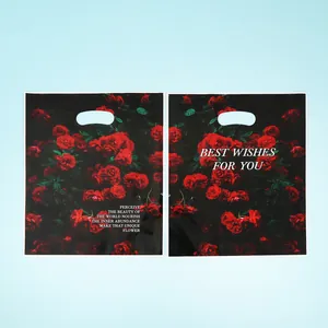 Pair of elegant red rose pattern gift bags for Valentine's Day party favor packaging