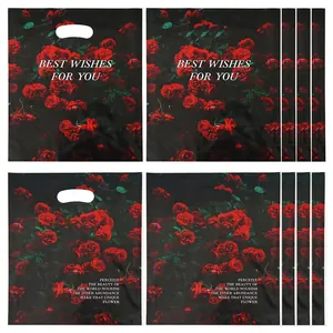 Valentine's Day gift bags with red rose prints and Best Wishes message