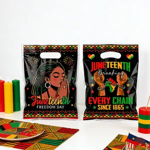 Sacs-cadeaux en plastique Juneteenth avec poignées pour les cadeaux de fête et soirée