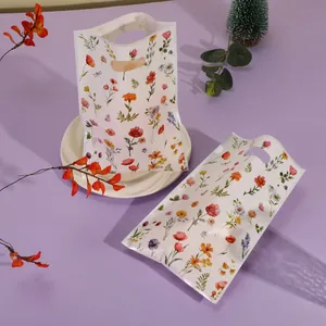 Elegante Blumen-Geschenktüten für Gebäck und Partys, Perlglanzfolie mit ausgestanztem Tragegriff