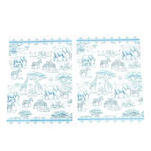 African savanna theme plastic gift bags with blue animal print for party favors
