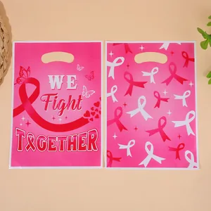 Breast cancer awareness pink ribbon printed gift bags with handles for party favors
