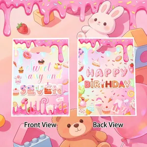 Candy Sweet Style Birthday Theme Plastic Gift Bags Portable Party Favor Bags for Kids Birthday Party Dessert Packaging Supplies