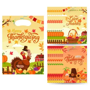 Cadeauzakjes voor Thanksgiving met kalkoenprint van parelmoerfilm voor oogstfeesten