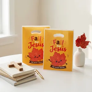 Sacs cadeaux feuilles d'érable automne avec motif religieux Fall for Jesus et anses