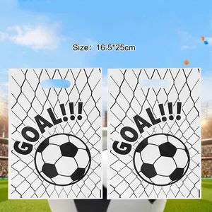 Voetbal Thema Party Cadeauzakjes Plastic Football Goal Print Handvat Zakken Voor Verjaardag Sport Evenement Snoepzakjes