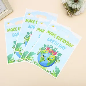 Sacchetti regalo in plastica a tema Earth Day con design ecologico per feste ed eventi
