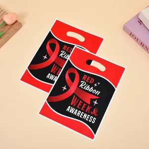 Red Ribbon Week awareness gift bags for party favors with pearl film