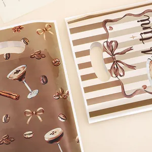 Elegant martini and coffee themed plastic gift bags for holiday party favors and candy