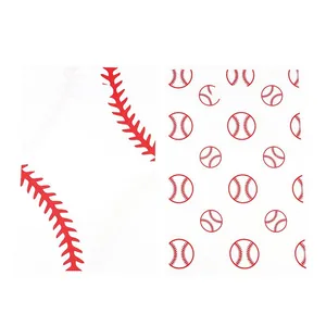 Witte plastic cadeautassen met rood honkbalpatroon voor sportthema verjaardagsfeestjes