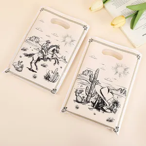 Set Wild West cowboy thema feest cadeauzakjes met een unieke woestijn illustratie