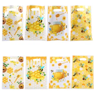 Plastik-Geschenktüten mit Bienen-Motiv für Süßigkeiten und Kekse mit gelbem Bienendruck
