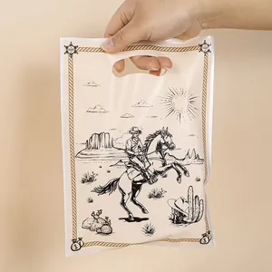 Retro plastic cadeauzakje met Wild West cowboy-thema voor feestjes en snoepverpakking