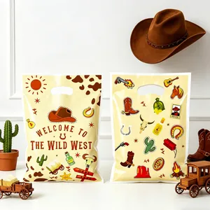 Wild West thema feestcadeauzakjes met cowboy illustraties en handvat
