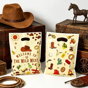 Cowboy thema feest plastic geschenkzakjes met Wild West patronen voor verjaardag