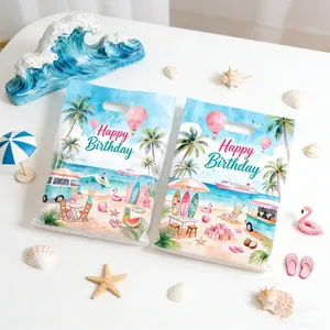 Sacs-cadeaux d'anniversaire style plage hawaïenne avec motif tropical coloré