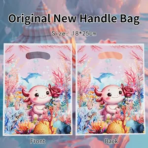 Sacs Cadeaux en Plastique Thème Monde Sous-marin Axolotl de Dessin Animé Impression d'Animaux Marins pour Bonbons et Collations