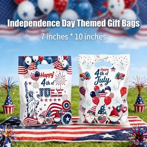 Independence Day Party Gift Bags Fourth Of July Patriotic Gnomes Pattern Pearl Film Plastic Bags For Celebration Shopping