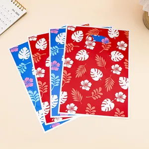 Hawaiian hibiscus leaf print plastic gift bags with die-cut handles for party favors