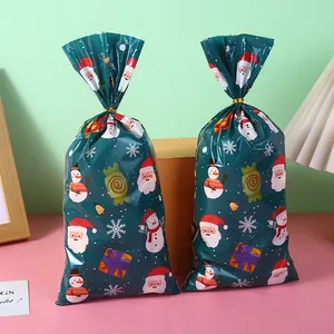 Festive Christmas OPP gift bags with Santa Claus and snowman prints for sweets and cookies