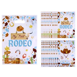 Western cowboy theme gift bags for first rodeo party candy favor packaging